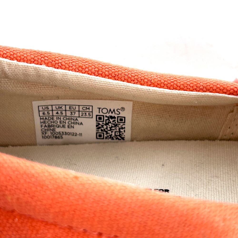 TOMS Fenix Slip On Sneaker 6.5 Coral Orange Comfort - Picture 5 of 7